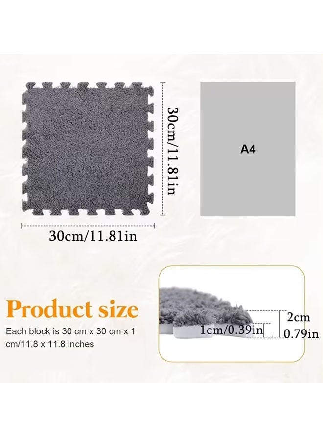Foam Play Mat,6/8 PCS Puzzle Floor Mat,Soft EVA Foam Mats,Soft Baby Play mat Protective Floor Tiles Plush Foam Floor Mat Square Interlocking Carpet Tiles,Exercise Play Mat for Children Kids Room Home Parlor Bedroom (Grey) - Image 2